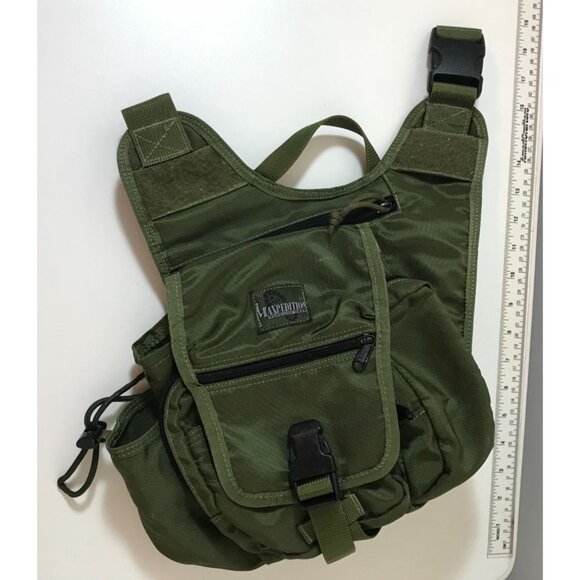 Maxpedition Green Tactical Shoulder Bag With Multiple Compartments & Adjustable - Picture 8 of 16